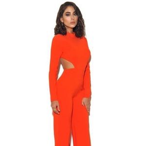Open Back Orange Jumpsuit